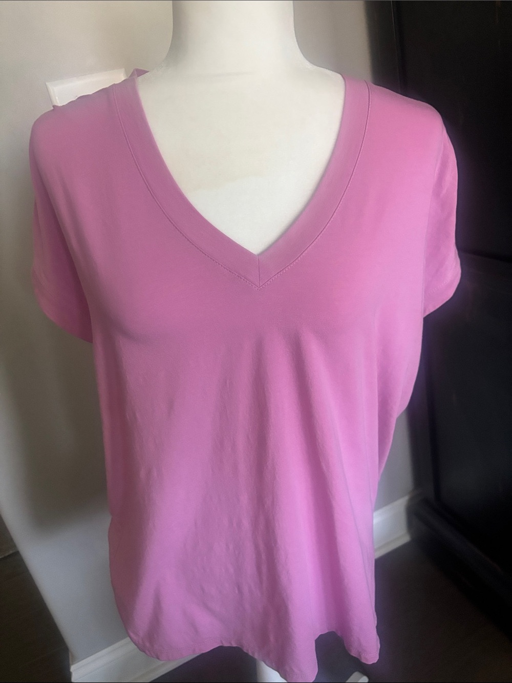 Athleta Women's V-Neck Short Sleeve Tee - Bright Pink